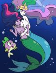  anthro big_breasts breasts friendship_is_magic hasbro humanized medium_breasts megasweet mermaid my_little_pony princess_celestia spike_(mlp) topless twilight_sparkle underwater 