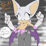  1_female 1_female_anthro 1girl anthro aqua_eyes bat breasts crying english_text female female_only flat_chest funny furry gloves hair nipples pixel_art rouge_the_bat sega short_hair small_breasts solo sonic sonic_team speech_bubble text topless topless_anthro topless_female white_hair 