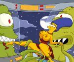 alien aliens breasts female kang kodos marge_simpson masterman114 masterman114_(artist) nipples tentacle the_simpsons yellow_skin