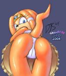 2004 ass blue_eyes butt cameltoe circlet collaboration djs echidna female furry jewelry nitro panties presenting sega skirt solo sonic_(series) tail tikal_the_echidna underwear upskirt