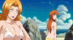 animated animated_gif ass beach big_breasts bikini bleach breasts gif grope hair inoue_orihime mfrost nipples rangiku_matsumoto screenshot