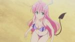 1girl animated ass blush bra bra_and_panties breast_press breasts cap demon_tail fanservice gif green_eyes lala_satalin_deviluke lingerie navel panties peke pink_hair screencap shrinking_clothes side-tie_panties tail thong to_love-ru toloveru underwear wedgie yuuki_rito