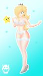 big_breasts blonde_hair blue_eyes breasts crown lingerie magnus-bowser nipples princess_rosalina pussy see-through super_mario_bros.