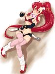 bikini bikini_top blush breasts elbow_gloves gloves long_hair nipple_slip nipples ponytail pubic_hair red_hair stockings swimsuit tengen_toppa_gurren_lagann thighhighs tongue undressing yellow_eyes yoko_littner