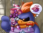 ayvuir_blue blush bondage boo breasts chain chains dark_skin garter_belt ghost mario nintendo nipples panties pink_hair purple_skin rope shadow_siren shibari striped_panties striped_thighhighs super_mario_bros. suspension thighhighs tubba_blubba vivian vore