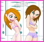 2_girls ann_possible ass bonnie_rockwaller bra breasts cleavage dark-skinned_female_depicted_light disney ethica kim_possible kimberly_ann_possible midriff panties pussy ron_stoppable