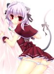 1girl alternate_costume alternate_hair_color animal_ears bad_id female hair hlz maid_headdress mouse_ears mouse_tail nazrin panties panty_pull pussy_peek red_eyes silver_hair solo tail touhou underwear white_panties