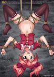 1girl bbmbbf bondage bottomless kokoa_shuzen palcomix pussy red_hair rosario_to_vampire slavetoon slavetoon* stockings upside-down