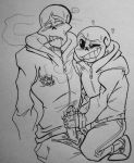  2boys animated_skeleton blush cigarette handjob heart hoodie incest lizherubones male male/male male_only papyrus_(underswap) papyrus_au penis sans sans_(undertale) sex skeleton smile smoke smoking traditional_art traditional_media traditional_media_(artwork) undead underswap undertale undertale_au yaoi 