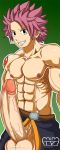  1boy abs artist_request bara biceps big_penis big_testicles black_eyes chest clenched_teeth erection eyebrows fairy_tail fangs green_background hair huge_penis huge_testicles human looking_at_viewer male male_only muscle natsu_dragneel nipples open_pants partially_clothed penis pink_hair short_hair simple_background six_pack solo spiky_hair tattoo teeth testicles topless topless_male veins veiny_penis yaoi 