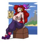  big_breasts breasts captain_syrup lordstevie lordstevie_(artist) nintendo red_eyes red_hair solo super_mario_bros. topless wario_land wario_land_shake_it 