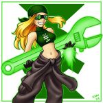  ayvuir_blue bandana bare_shoulders dc_comics goggles green_lantern green_lantern_(series) midriff original_character wrench 