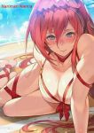 alexiel beach beautiful bikini godsworn_alexiel granblue_fantasy kakage0904 looking_at_viewer lying redhead