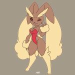 1girl anthro big_breasts breasts bunnysuit cleavage clothed clothing edit female fur furry furry_only leotard looking_at_viewer lopunny nintendo one_eye_closed paws pokemon sketch thick_thighs wide_hips xylas