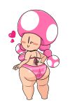  1girl 1girl ass bikini hearts looking_at_viewer looking_back nintendo ryetherabbit standing super_mario_bros toadette wink 