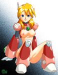  alia_(rockman) blonde_hair blue_eyes breasts greenninja long_hair mega_man mega_man_x nipples nude pussy rockman rockman_x sitting solo tongue 