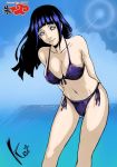  artist_request beach bikini breasts grin hair hinata_hyuuga lips naruto naruto_shippuden ocean 