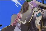   blue_eyes blush gif green_eyes kissing lip_stick love purple_hair red_hair simoun yuri  