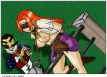 blindfold bondage breasts cleavage collar grimmhelm_(artist) ingo leash malon nintendo ocarina_of_time open_clothes orange_hair pimp rope slave the_legend_of_zelda