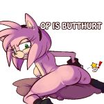 ! amy_rose anthro ass female furry green_eyes hedgehog looking_back mel_the_hybrid sega sonic text