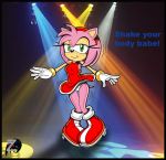  amy_rose anthro boots bracelet dancing furry gloves green_eyes hairband jewelry panties pink_hair sega short_hair solo sonic text upskirt white_panties 