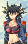  big_breasts breasts cleavage fudou_yuusei gender_swap jacket midriff navel spiky_hair yu-gi-oh! yu-gi-oh!_5d&#039;s yuu-gi-ou yuu-gi-ou_5d&#039;s yuusei_fudou 