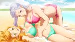 2_girls 2girls big_breasts bikini black_clover blush breasts duo female female_only long_hair looking_at_viewer mimosa_vermillion noelle_silva orange_hair purple_hair side-tie_bikini_bottom swimsuit wet