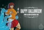 ass callmepo embarrassing freckles ghost glasses halloween happy_halloween lipstick looking_back panties pinupsushi scooby-doo short_hair underwear velma_dinkley white_panties