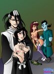  beer big_breasts black_hair black_hole_sun bleach breasts byakuya_kuchiki crossover disney dr._drakken drawn_together fingering from_behind hair kim_possible princess_clara red_hair rukia_kuchiki small_breasts toon-party 