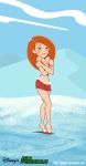  blush breasts cleavage cold female_only green_eyes jukkart_(artist) kim_possible kimberly_ann_possible long_hair nightgown orange_hair see-through sheer_clothing smile snow solo solo_female 