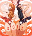 2011 areola armpits big_ass big_breasts breasts bunny_suit cosplay hair nami nico_robin nipples one_piece usatarou