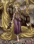  blonde_hair chameleon clothes creepy death disney dress female freckles frying_pan hair human jeffrey_thomas long_hair princess rapunzel reptile scalie scar stuck tangled torn_clothing twisted twisted_princess very_long_hair 