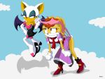 angry anthro atomic_wedgie bat boots frilly_panties funny furry gloves green_eyes milf orange_hair pink_panties rabbit rouge_the_bat sega short_hair smile sonic_(series) vanilla_the_rabbit wedgie white_hair wings