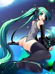 ass boots bottomless cd detached_sleeves green_eyes green_hair hatsune_miku long_hair miku_hatsune necktie rooriibell sitting thigh_boots thigh_high_boots thighhighs twin_tails vocaloid