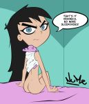 angry ass bed black_hair blue_eyes bottomless funny long_hair looking_back nightgown nume nume_(artist) solo the_fairly_oddparents trixie_tang