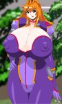 attractive bbw big_breasts breasts cleavage gravion hair huge_ass huge_breasts jyubei lipstick milf mizuki_tachibana most_body nipples plump purple_eyes smile tachibana_mizuki