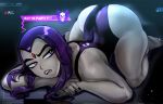  1girl ass_up big_ass dat_ass dc dc_comics female female_only long_hair one-piece_swimsuit purple_eyes purple_hair raven_(dc) shadman solo_female swimsuit teen_titans 