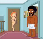  blackzacek breasts cheating_wife dark-skinned_male erect_nipples family_guy lois_griffin nude pubic_hair pussy tempting thighs towel_around_waist 