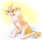  akita_neru banana blonde_hair blush breasts closed_eyes food fruit long_hair masturbation neru_akita nude ponytail very_long_hair vocaloid 