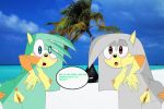  2girls anus azmaria_the_hedgehog beach bianca_the_hedgehog blue_eyes blush breasts edit fan_character gray_hair green_hair grey_fur hedgehog pussy red_eyes sega sonic_(series) sonic_fan_character sonic_fancharacter sonic_oc sonicgalaxy27 virginity 