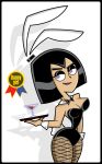  black_hair bunny_ears bunnysuit cleavage danny_phantom javidluffy purple_eyes samantha_manson 