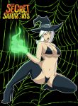 1girl bikini breasts drew_saturday female_only grimphantom halloween halloween_costume high_heel_boots milf the_secret_saturdays thigh_high_boots white_hair witch_hat