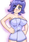 big_breasts blue_eyes blue_hair breasts hi_hi_puffy_amiyumi nowhereman sinister_serpent sinisterzerpent towel yumi_yoshimura