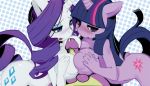 blue_eyes blush breast_to_breast breasts cum double_paizuri dragon equine friendship_is_magic hair hasbro horse my_little_pony paizuri penis psm purple_eyes purple_hair rarity sho-n-d spike tail testicles twilight_sparkle two_tone_hair unicorn