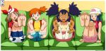 barefoot blue_hair brown_hair clothed dawn haruka_(pokemon) hikari_(pokemon) iris iris_(pokemon) kasumi_(pokemon) may misty orange_hair pokemon soles tenzen