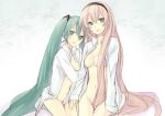 breasts long_hair luka_megurine miku_hatsune pink_hair vocaloid