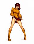  big_breasts breasts brown_hair glasses grown_up hair horny large_breasts legs lipstick orange_socks panties scooby-doo skirt skirt_lift socks velma_dinkley 