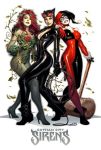 alex_garner amazing batman_(series) breasts catwoman dc_comics female female_only flower goggles gotham_city_sirens hammer harleen_quinzel harley_quinn human mallet official_art pamela_isley poison_ivy rose selina_kyle smile tight_clothing weapon whip