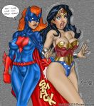  2006 ass_grab ass_slap batman_(series) batwoman blue_eyes bracelet breasts cleavage dc dc_comics diana_prince funny gloves jewelry kate_kane lipstick necklace powerbook125 ryan_kinnaird_(artist) smile wonder_woman wonder_woman_(series) yuri 