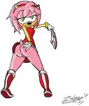 amy_rose anthro ass blush boots bottomless bracelet frilly_panties furry gloves green_eyes hairband heart_print jewelry looking_back panties pink_hair printed_panties pussy sega short_hair smile solo sonic_(series) underwear upskirt white_panties zulana